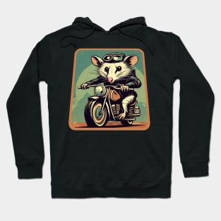 Opossum on motorcycle Hoodie